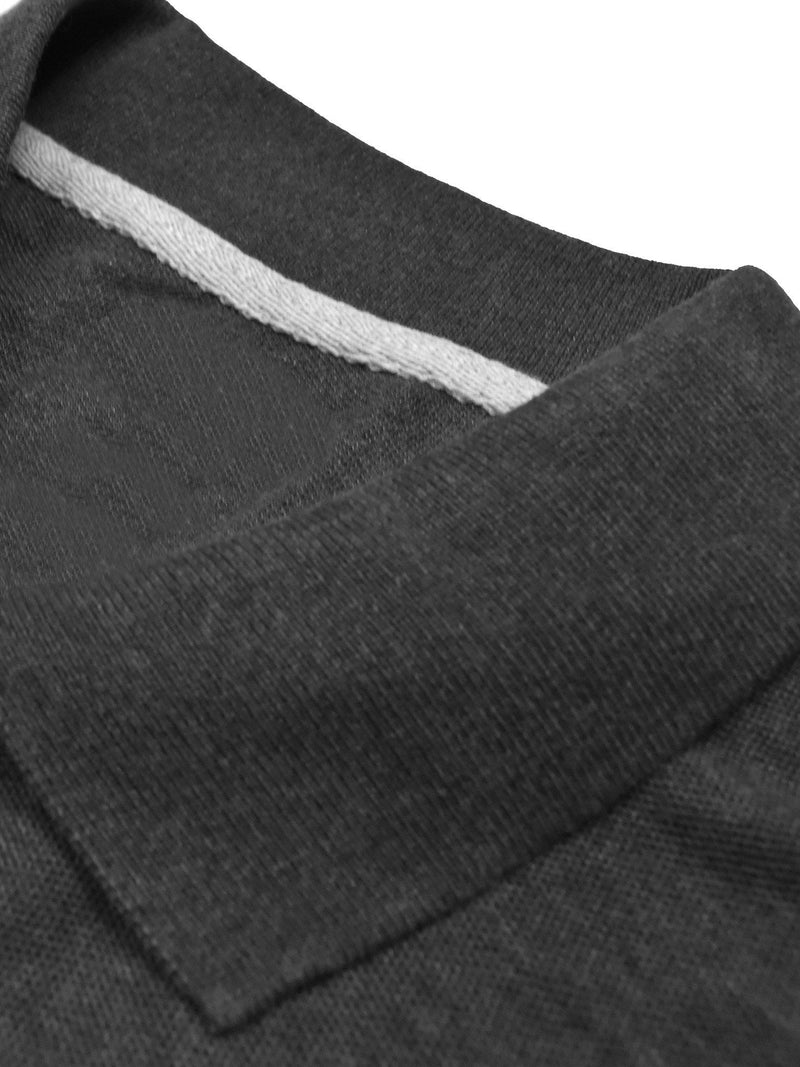 Summer Polo Shirt For Men-Charcoal Melange-LOC00146