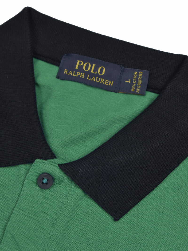 Summer Polo Shirt For Men-Green Melange with Allover Print-LOC0038