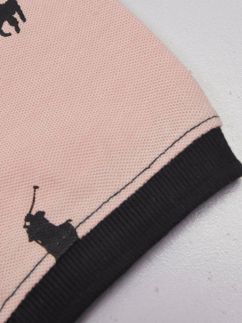 Summer Polo Shirt For Men-Light Pink Melange-LOC0069