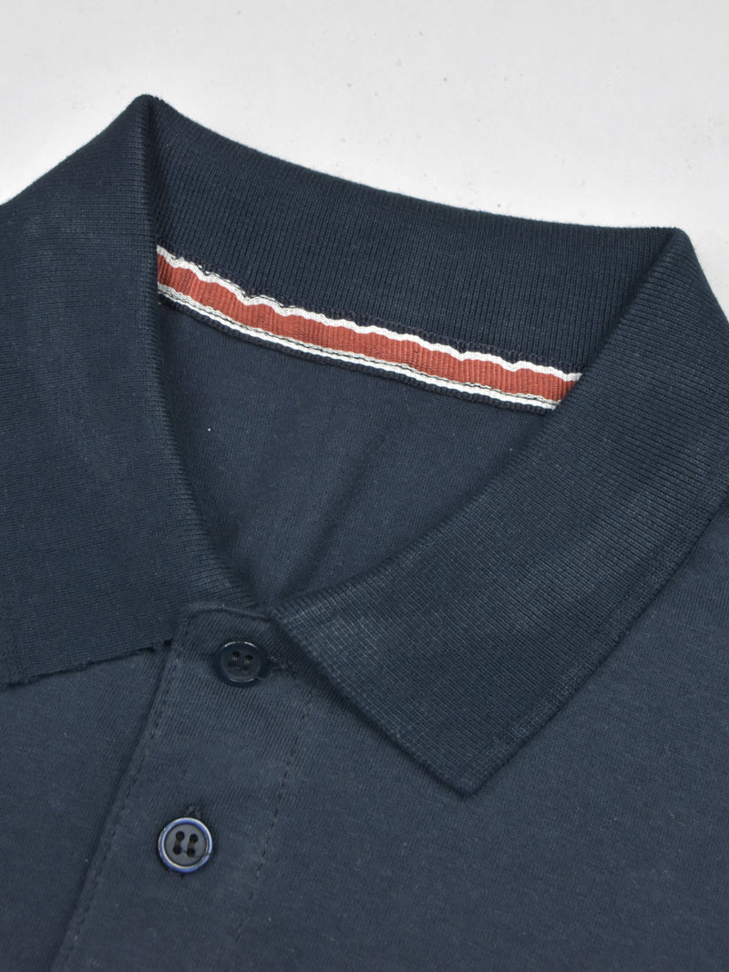 Summer Polo Shirt For Men-Navy With Panels-LOC0081