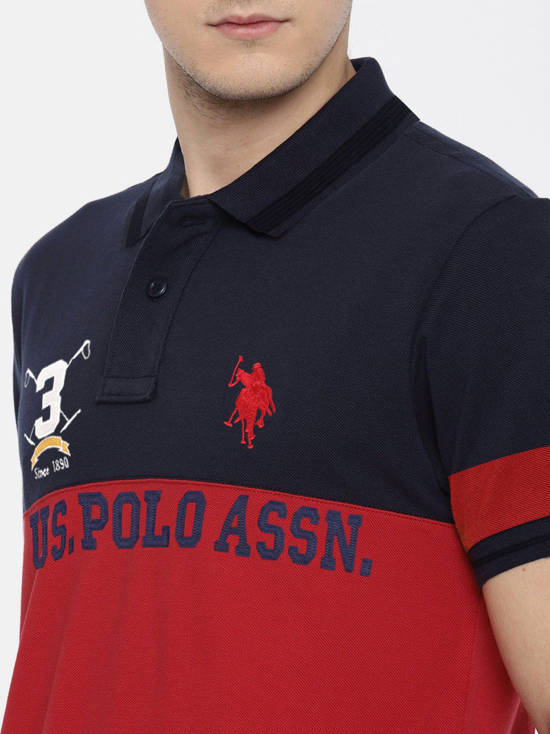 Summer Polo Shirt For Men-Red & Navy-LOC00147